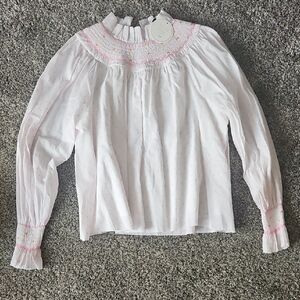 Elegant White Blouse with Pink Accents